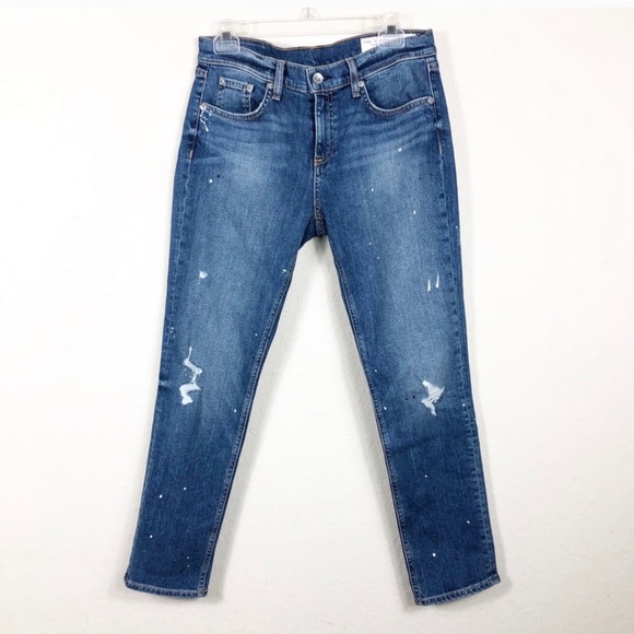 Rag Bone Dre Capri Paint Splatter Jeans 